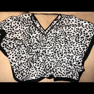 Macy’s black and white cheetah print blouse